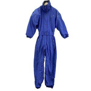 Inside Edge Ski Snow Suit Womens Small Purple Nylon Belted Pockets Vintage